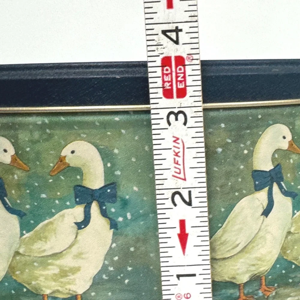 Vintage Country Geese Nesting Tins Set of 2 Blue Bow Goose Round Metal